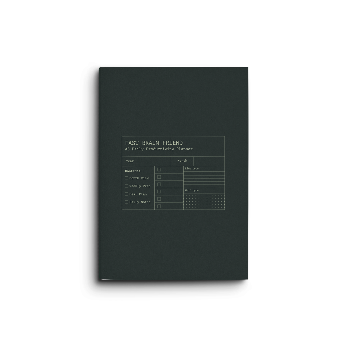 Fast Brain Daily Productivity Planner- Single Notebook: Sage