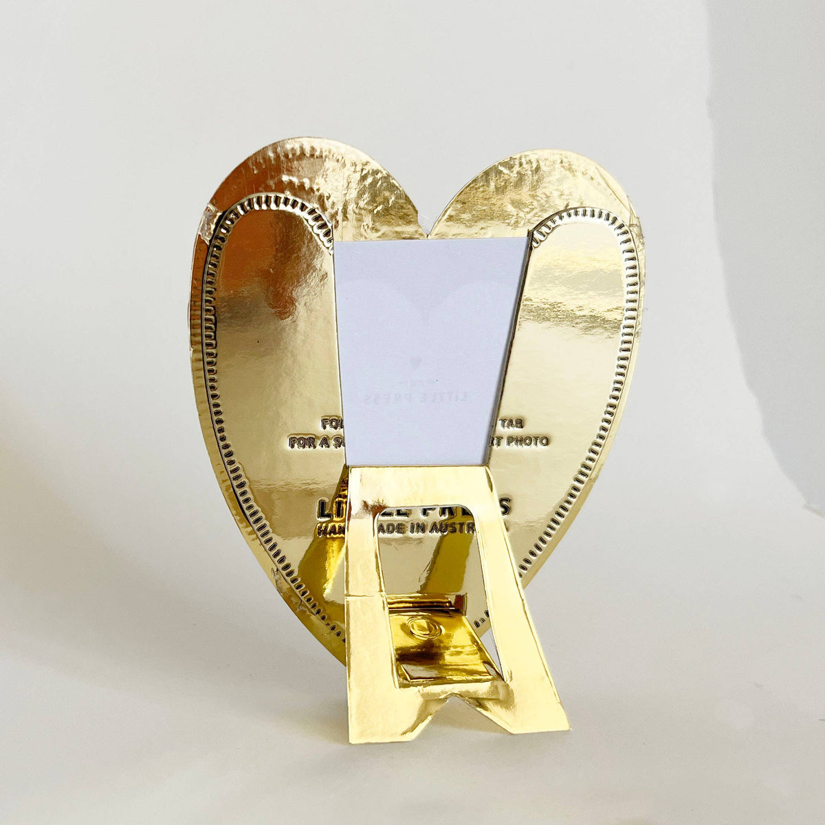Faux Tin ~ Heart travel/desk frame ~ gold