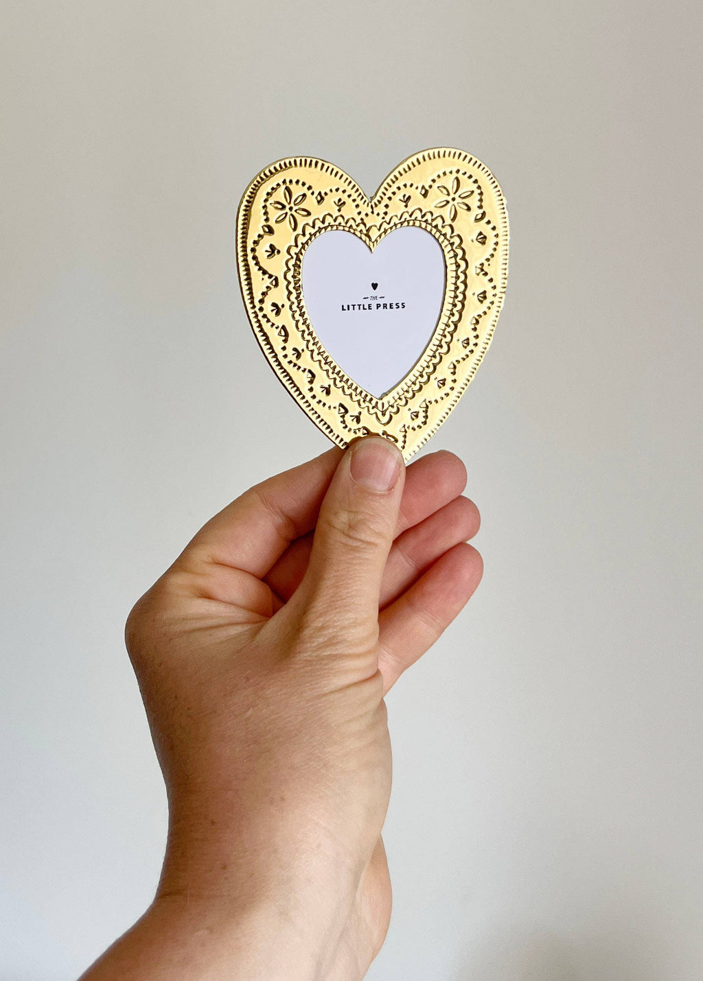 Faux Tin ~ Heart travel/desk frame ~ gold