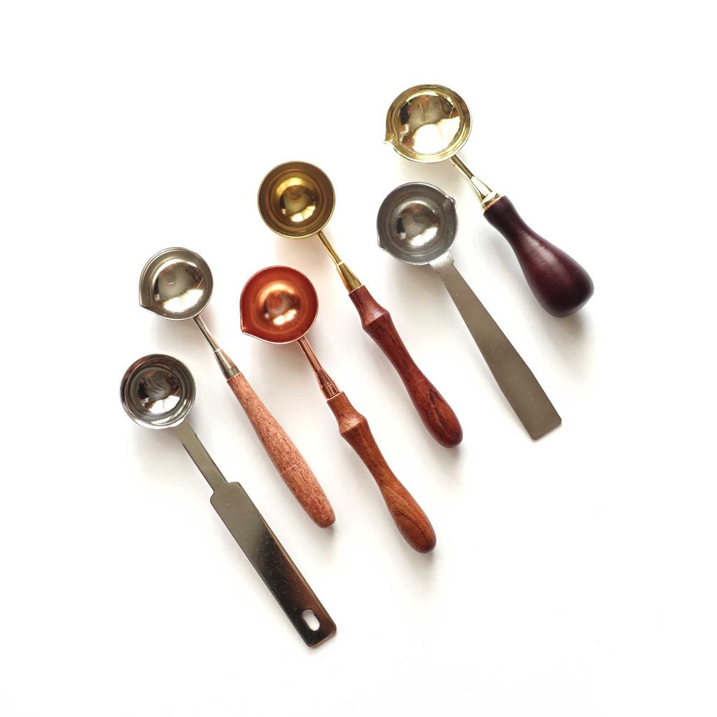 Single Spouted Wooden Handle medium wax seal melting spoon