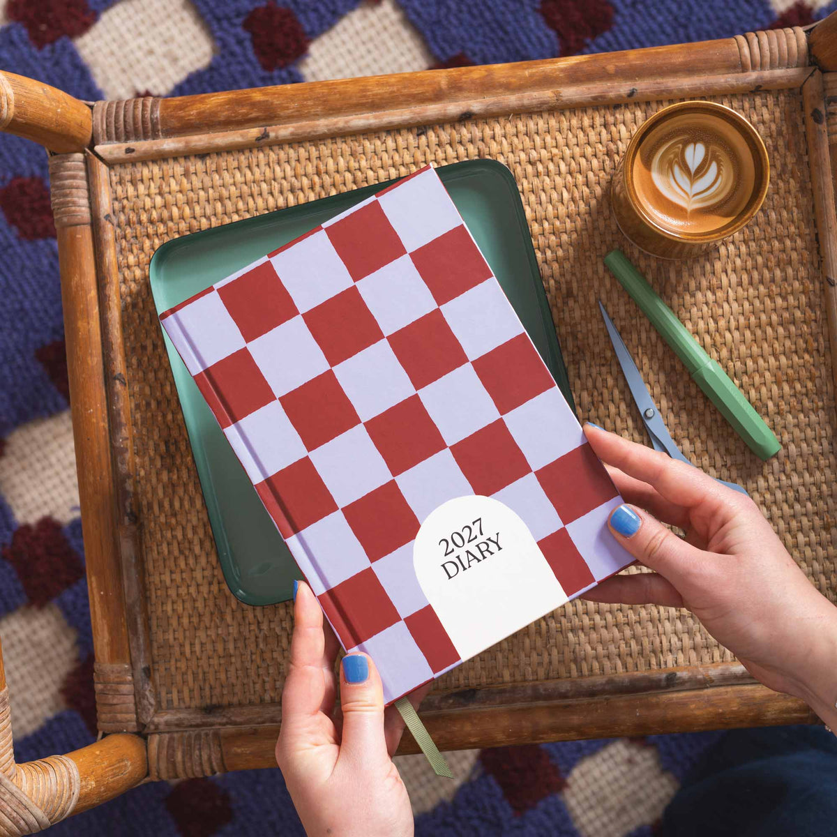 2027 Diary | A5 Hardcover Week to View | Blue Berry Check