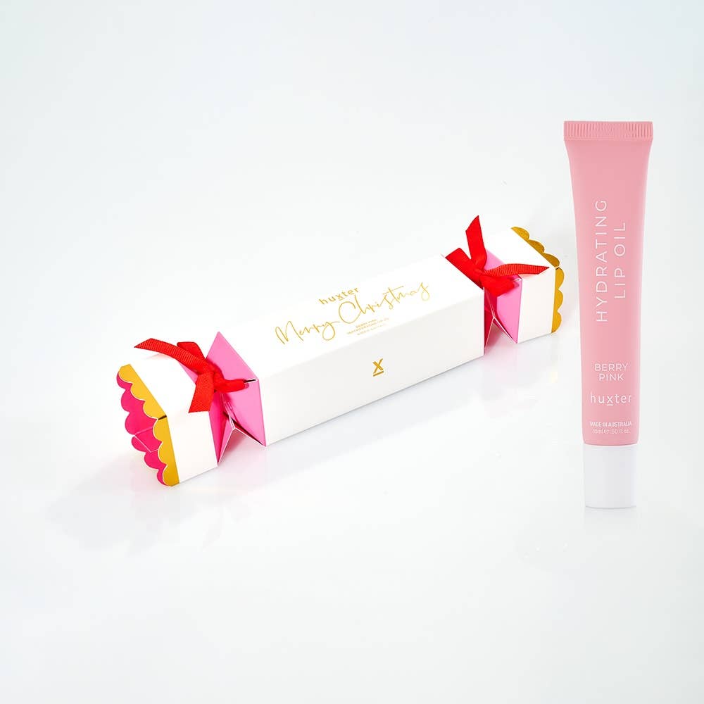 15ml Hydrating Lip Oil Bon Bon - Xmas Flowers Collection - Berry Pink
