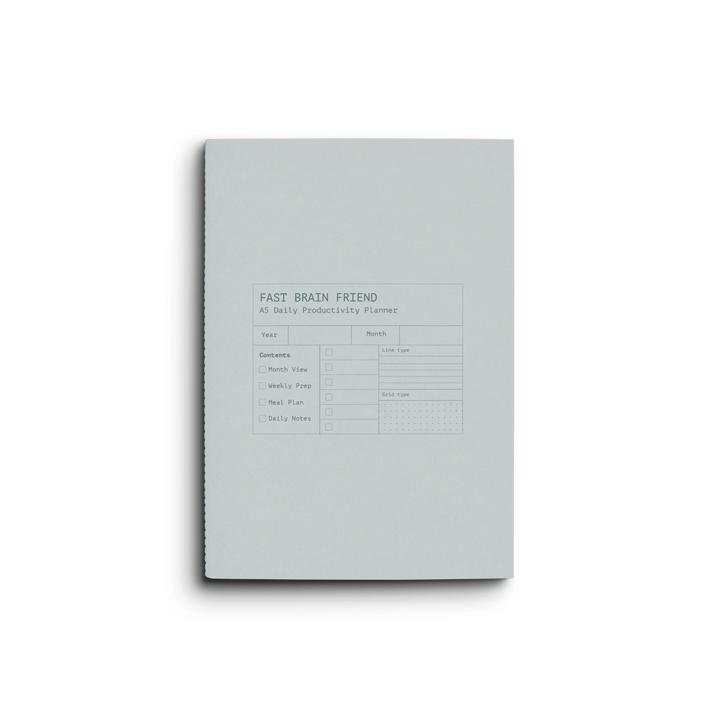Fast Brain Daily Productivity Planner- Single Notebook: Sage