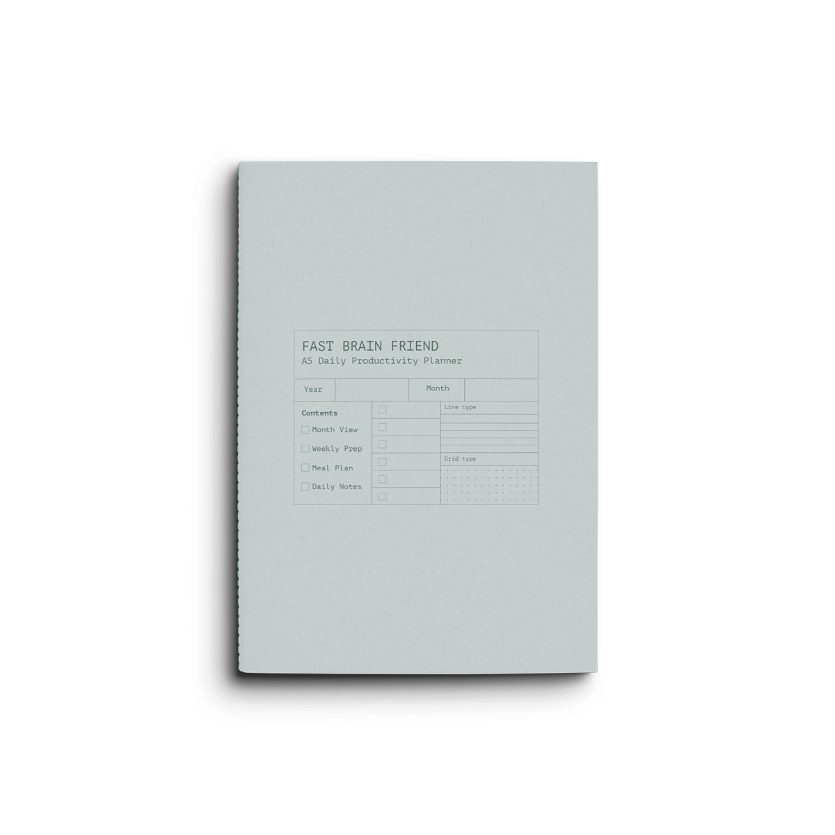Fast Brain Daily Productivity Planner- Single Notebook: Eucalyptus
