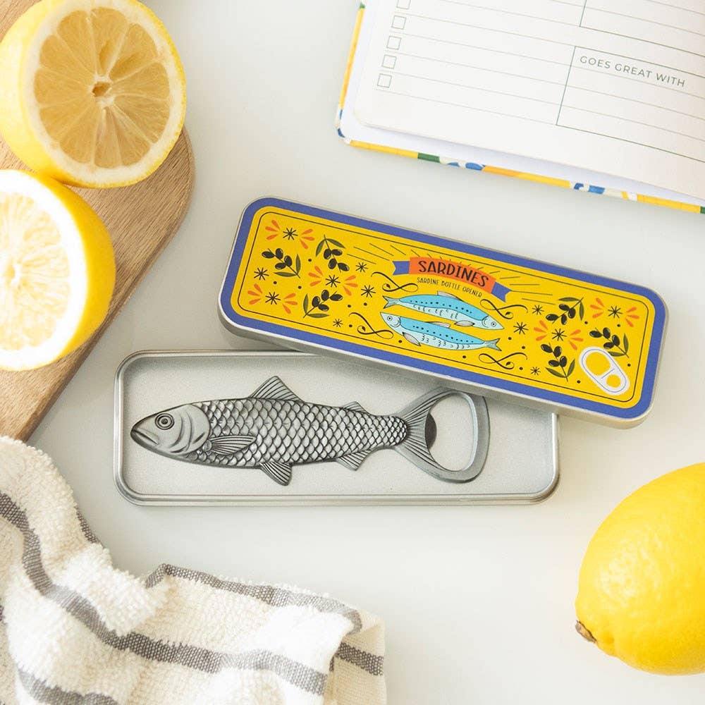 Sardine Metal Bottle Opener in Storage Tin