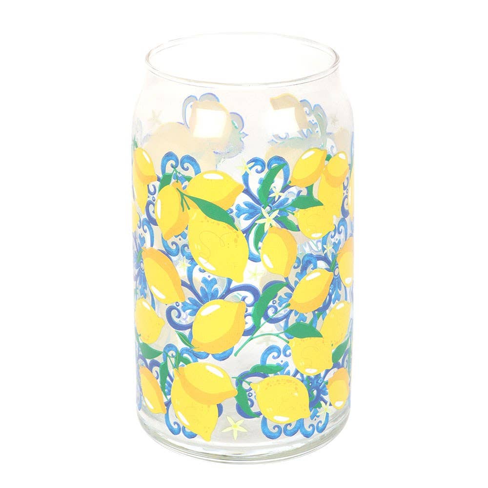 Italian Lemon Print Can Style Glass