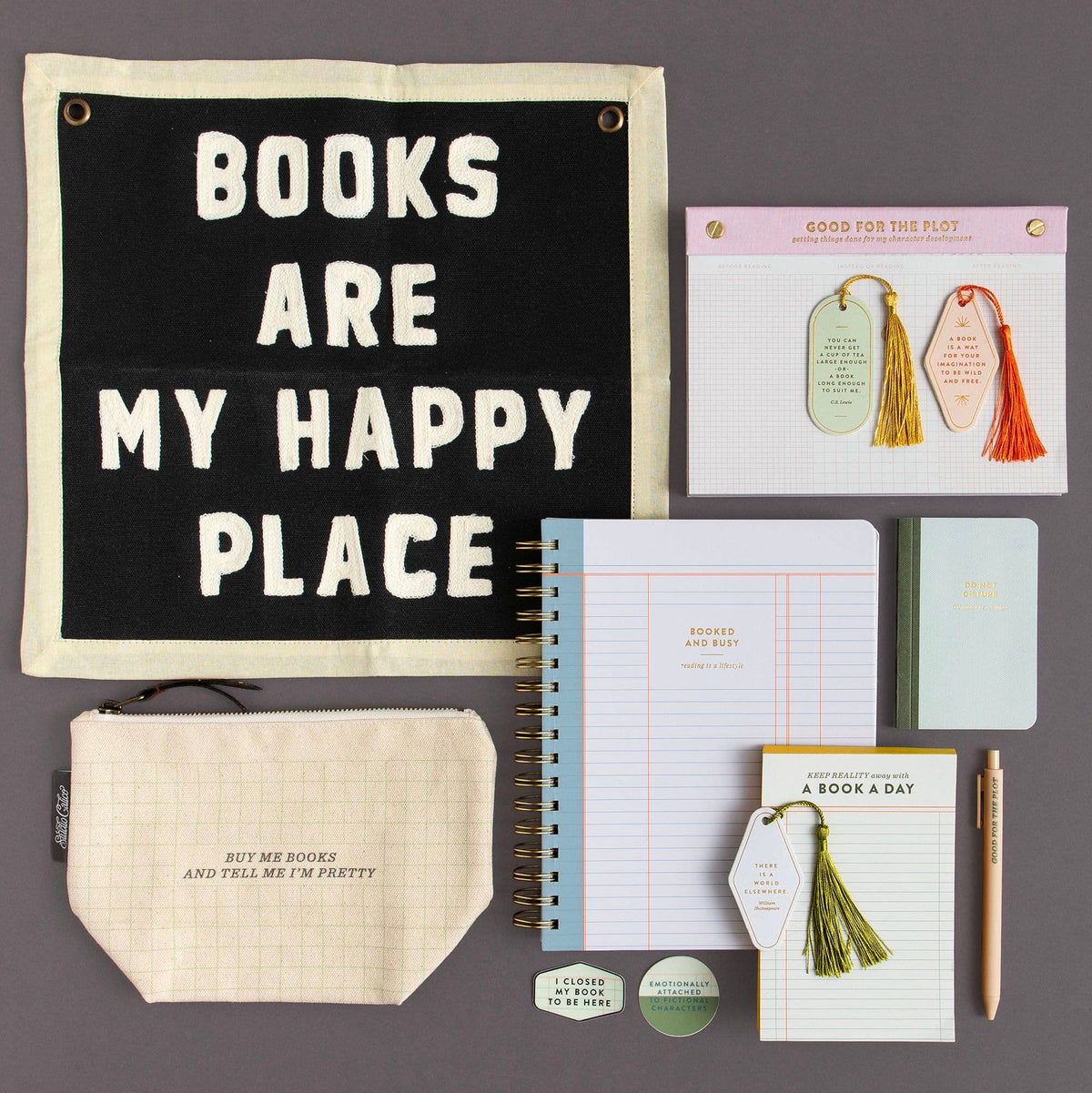 Buy Me Books Zippered Canvas Pouch