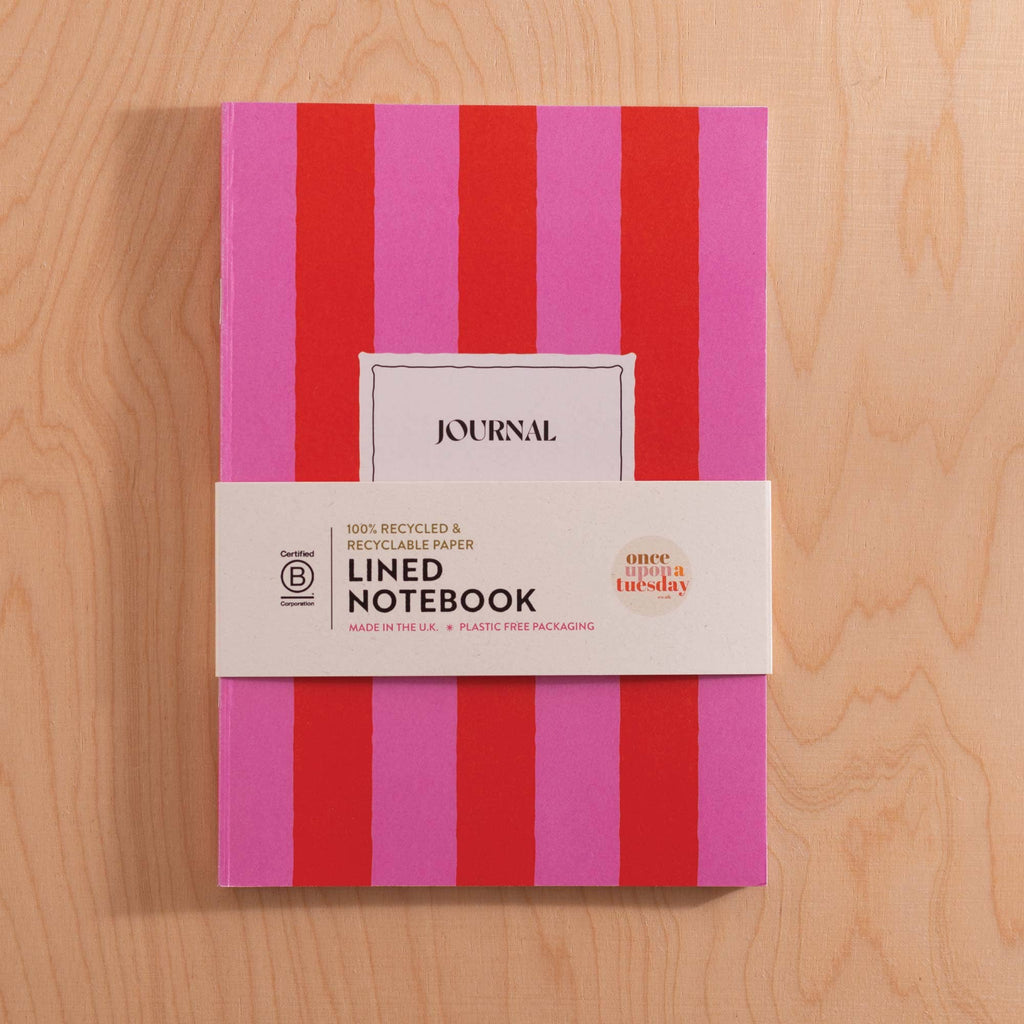 A5 Lined Notebook | Hot Pink Stripe