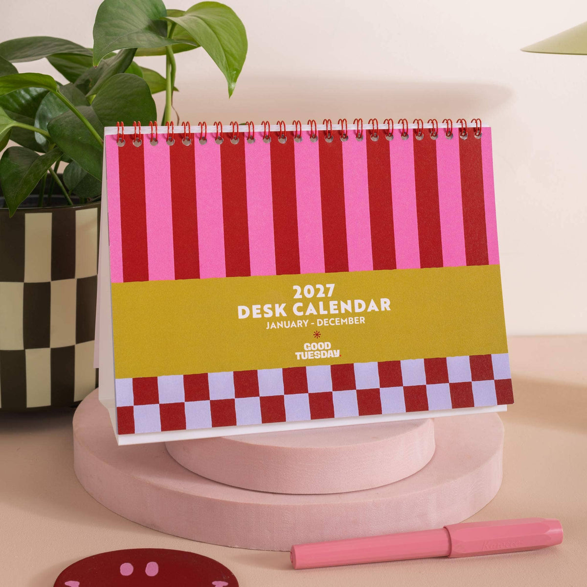 2027 Desk Calendar | Checks & Stripes