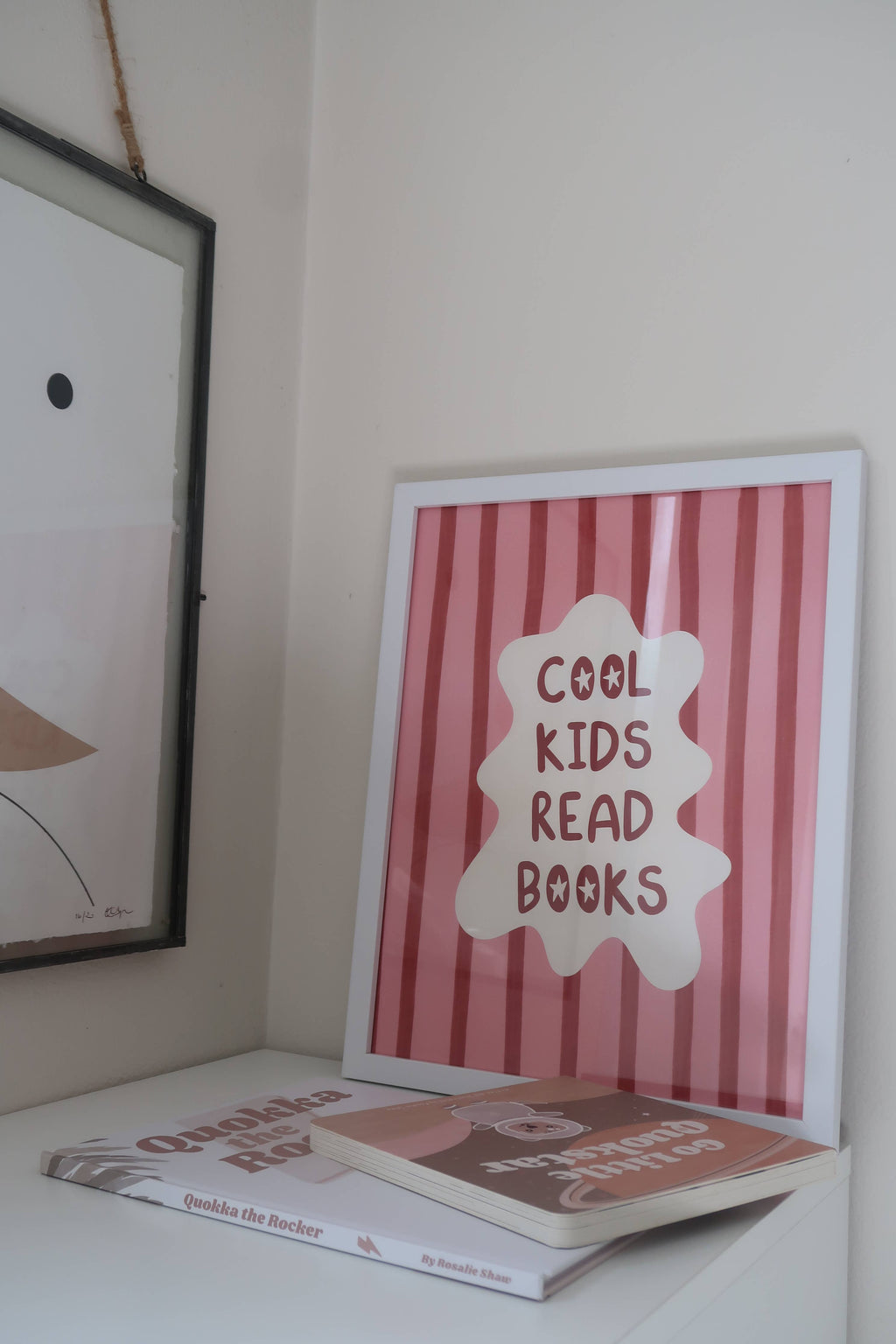 Cool Kids Read Books Pink A4 Art Print