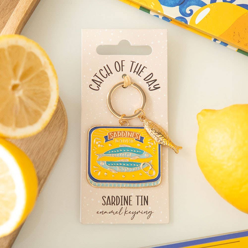 Sardine Tin Alloy and Enamel Keyring