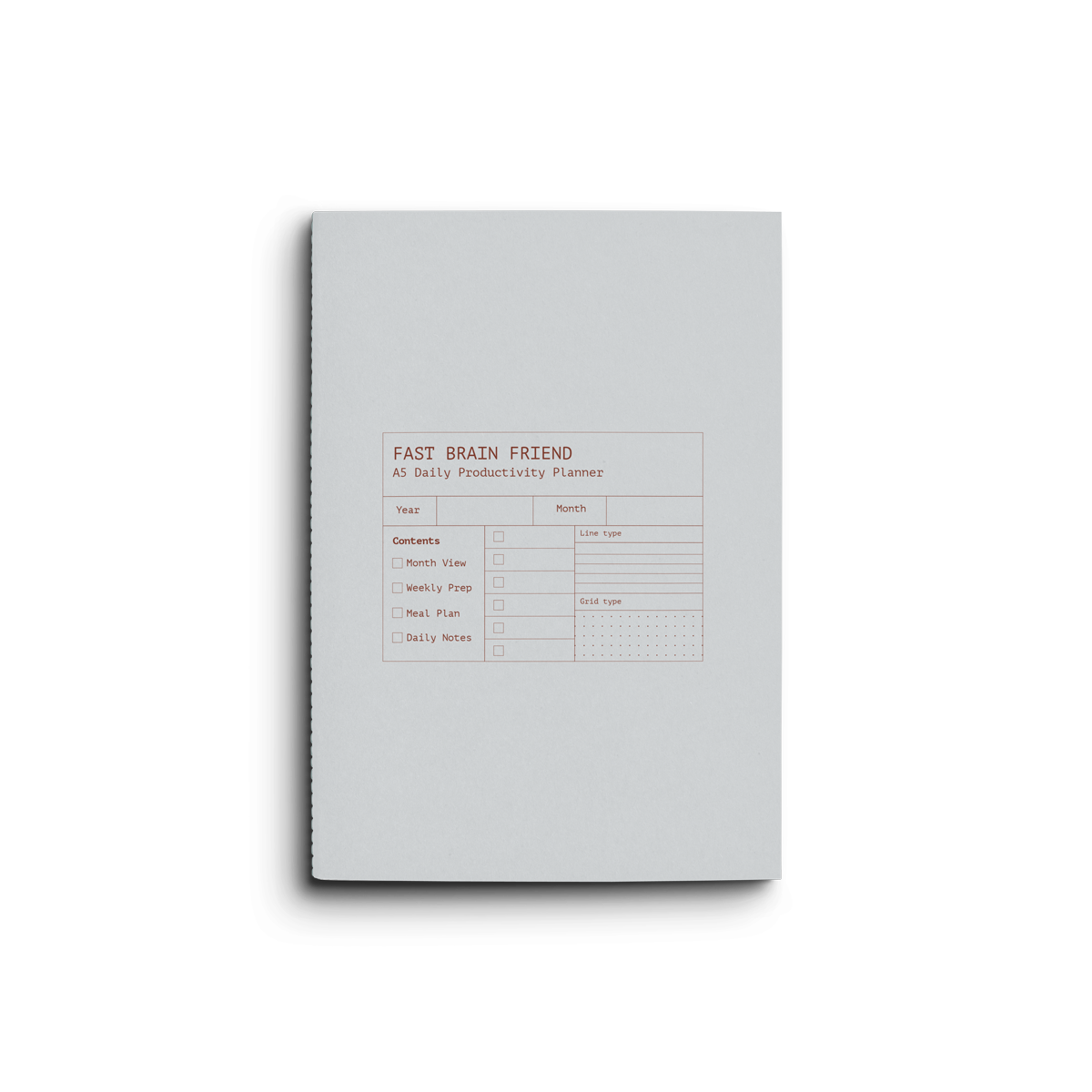 Fast Brain Daily Productivity Planner- Single Notebook: Peach