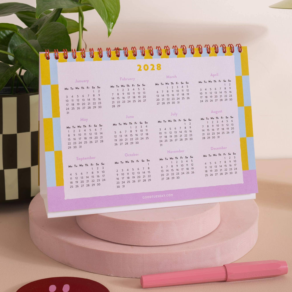 2027 Desk Calendar | Checks & Stripes