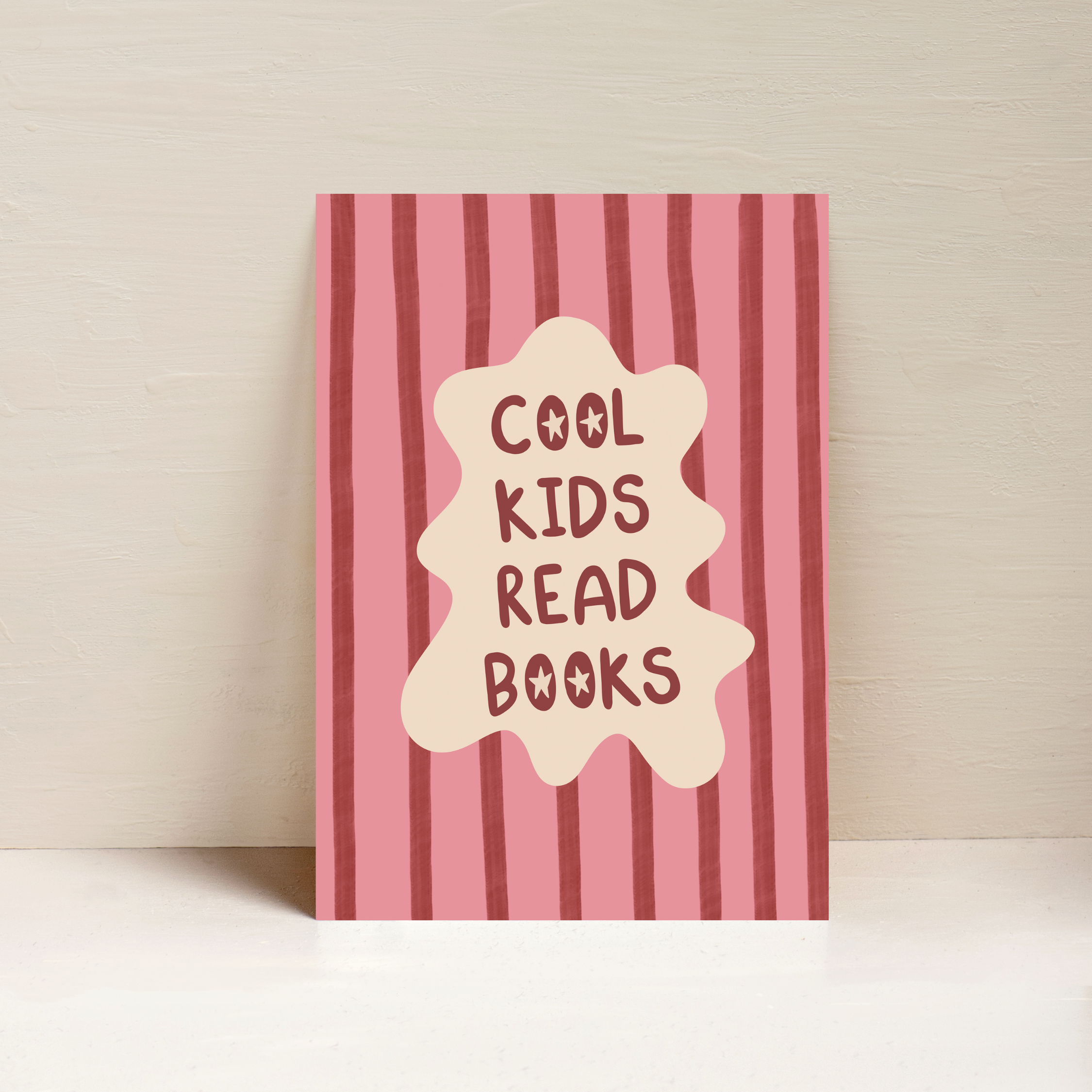 Cool Kids Read Books Pink A4 Art Print