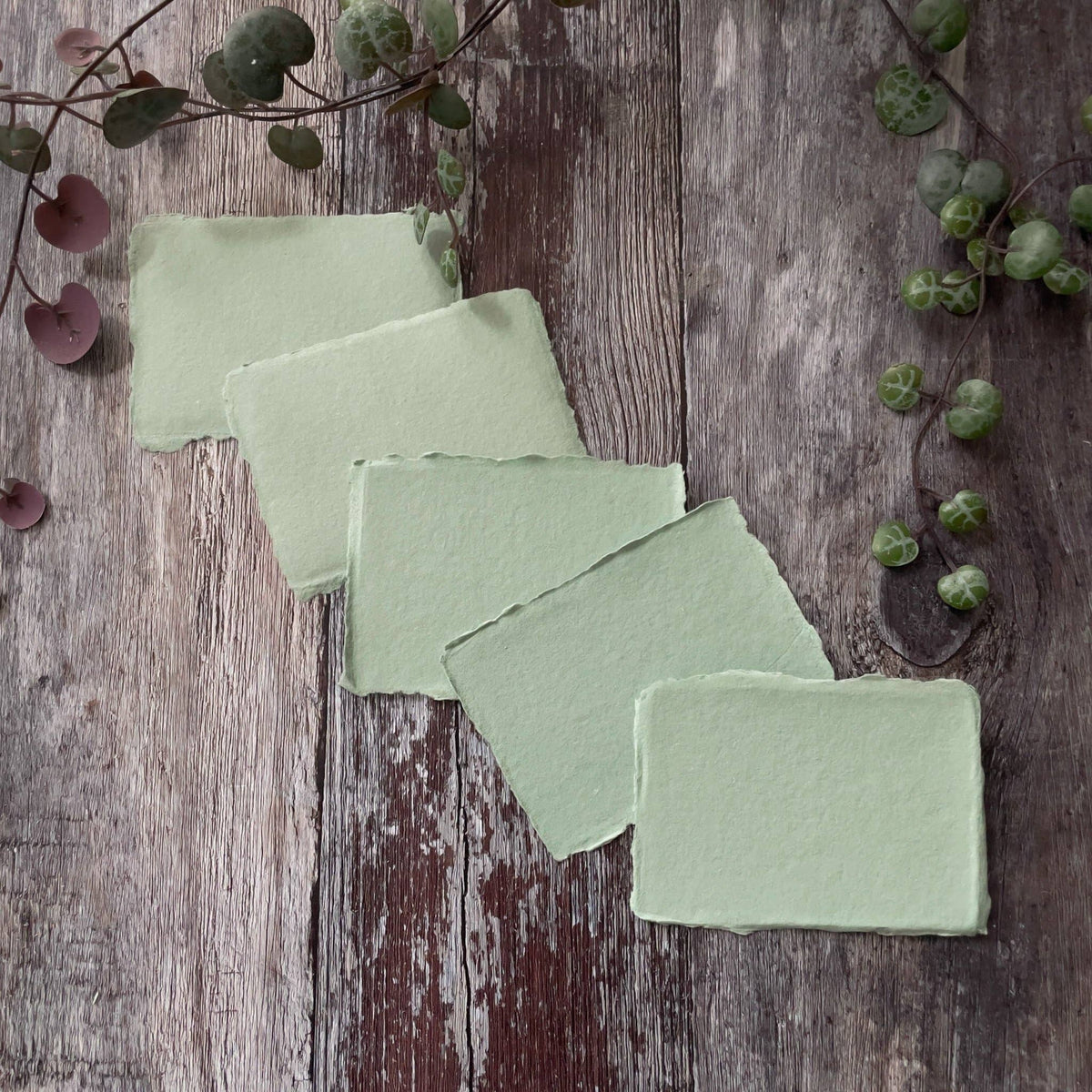 Dusky Green Handmade Paper | Pack of 5 | Recycled Cotton Rag: A4 - Single Sheet