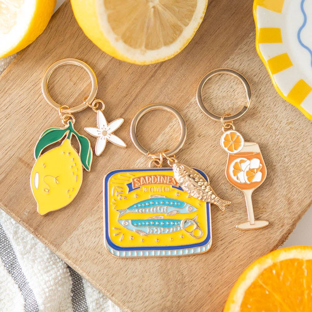 Lemon Flower Alloy and Enamel Keyring
