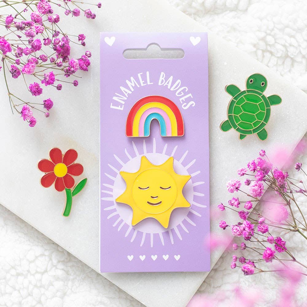 Rainbow and Sun Set of 2 Pin Badges