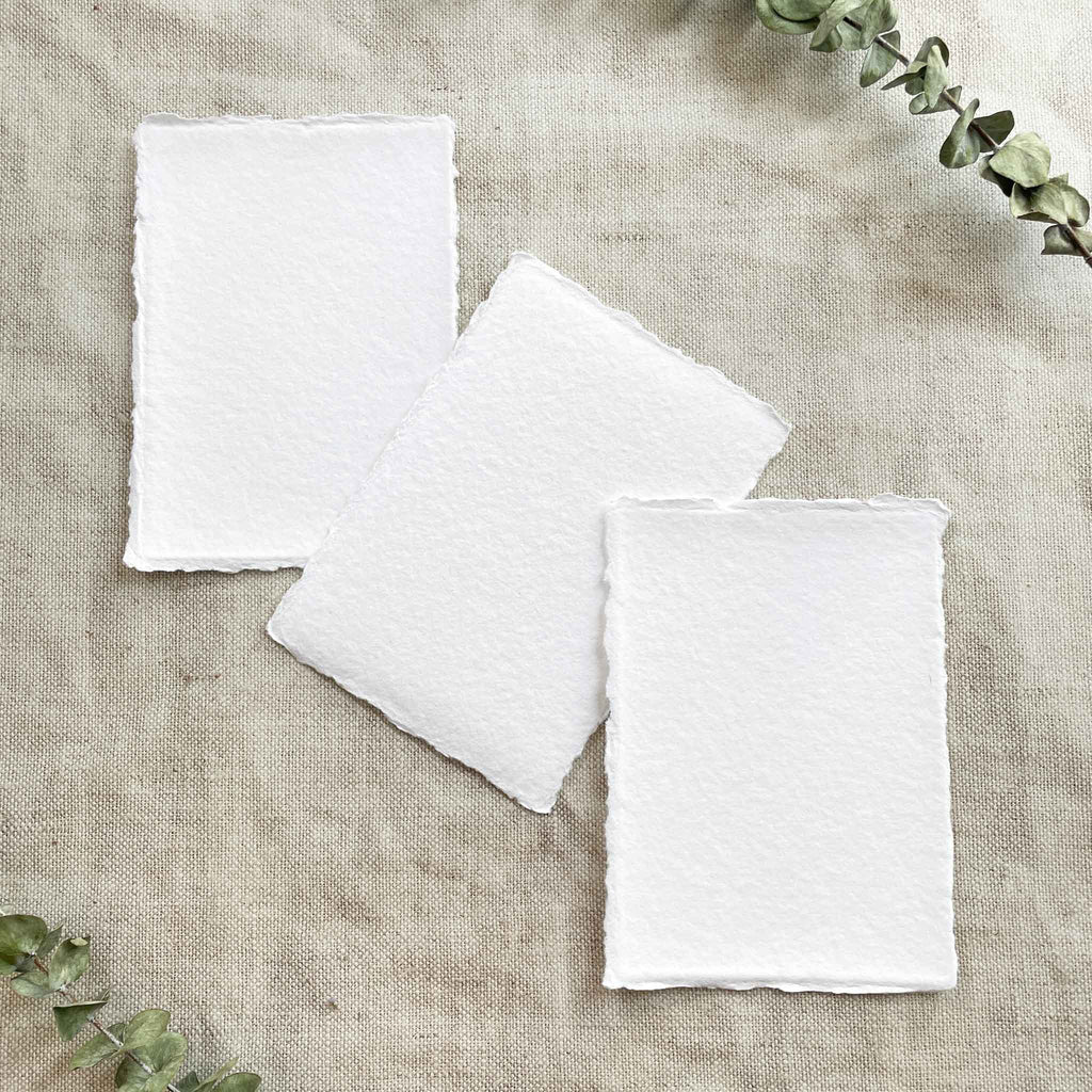 White Handmade Paper | Pack of 5 | 5" x 7"