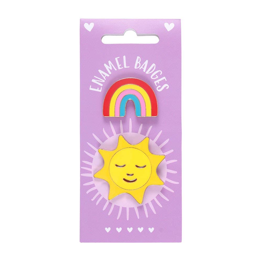 Rainbow and Sun Set of 2 Pin Badges
