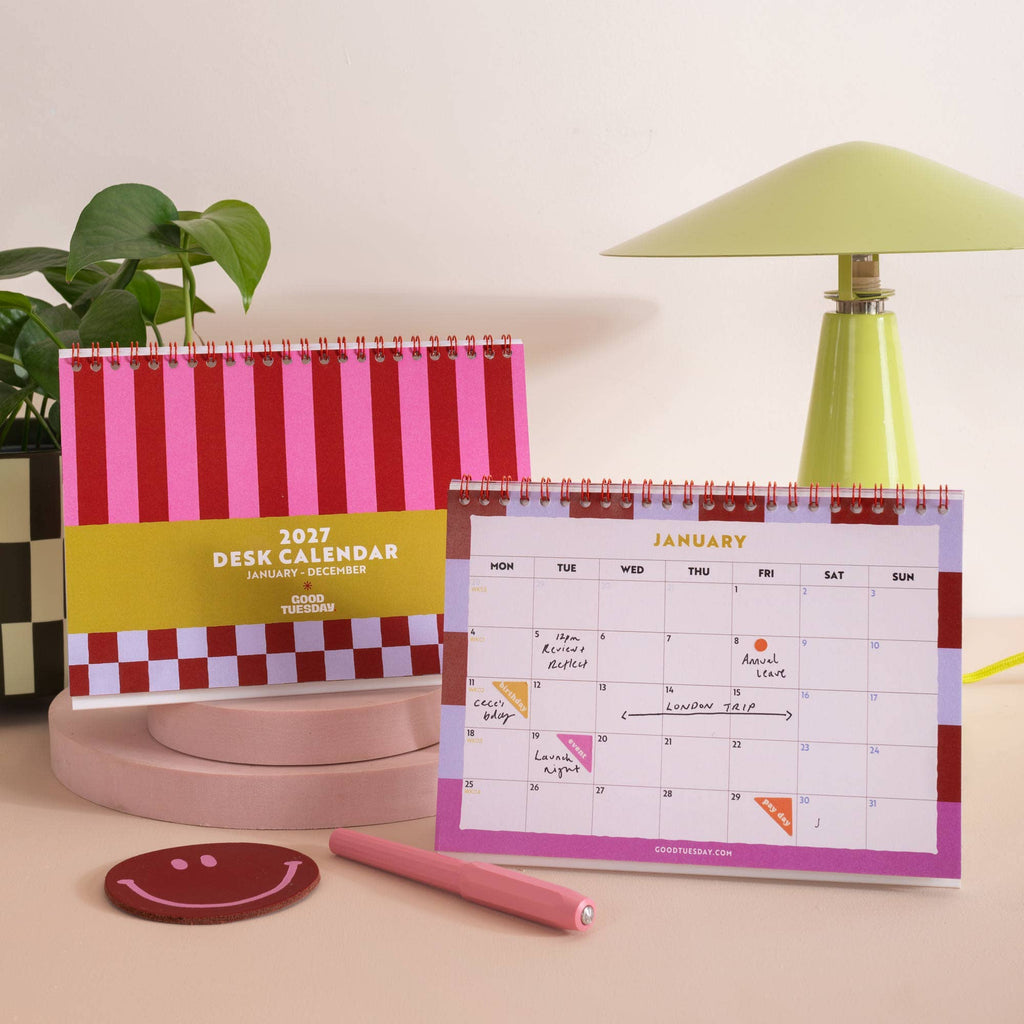 2027 Desk Calendar | Checks & Stripes