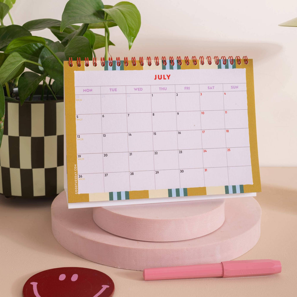 2027 Desk Calendar | Checks & Stripes