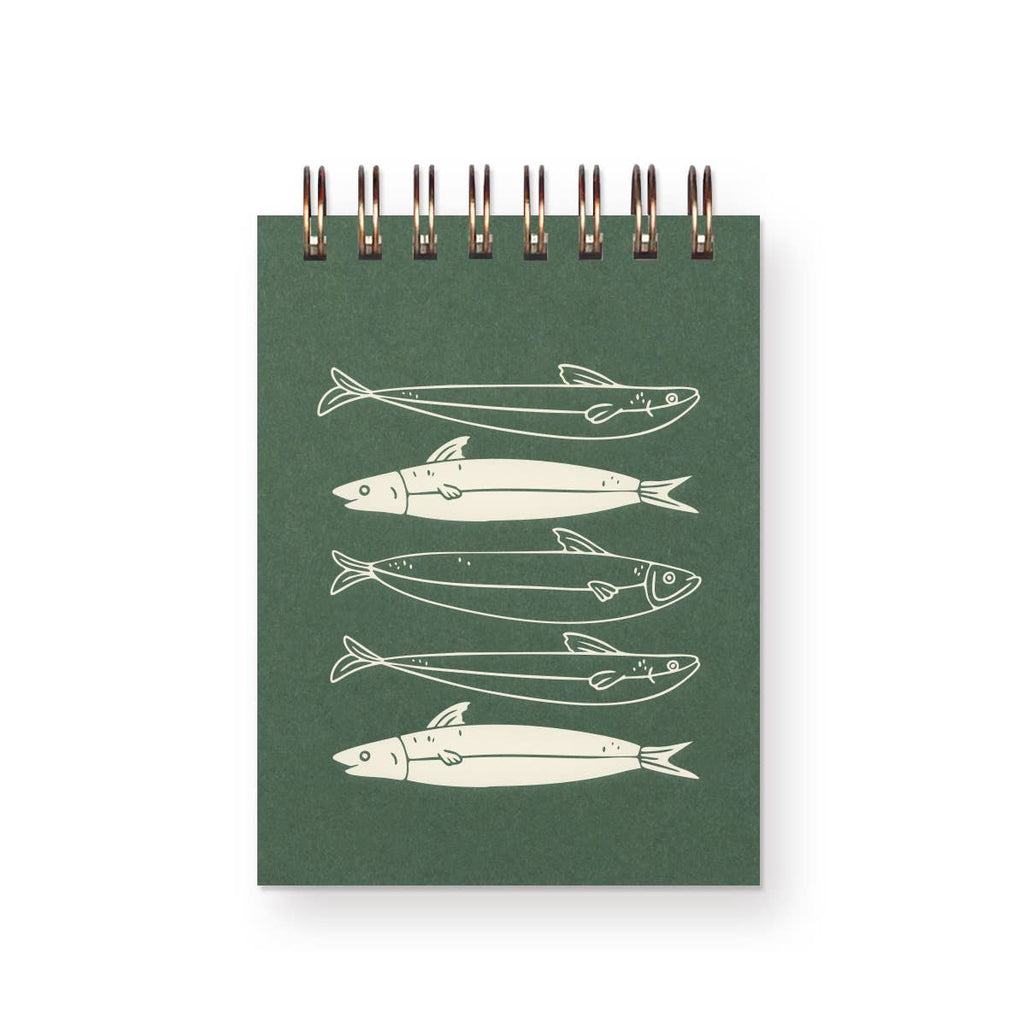 Fishes Mini Jotter Notebook: French Vanilla | Deep Blue Ink