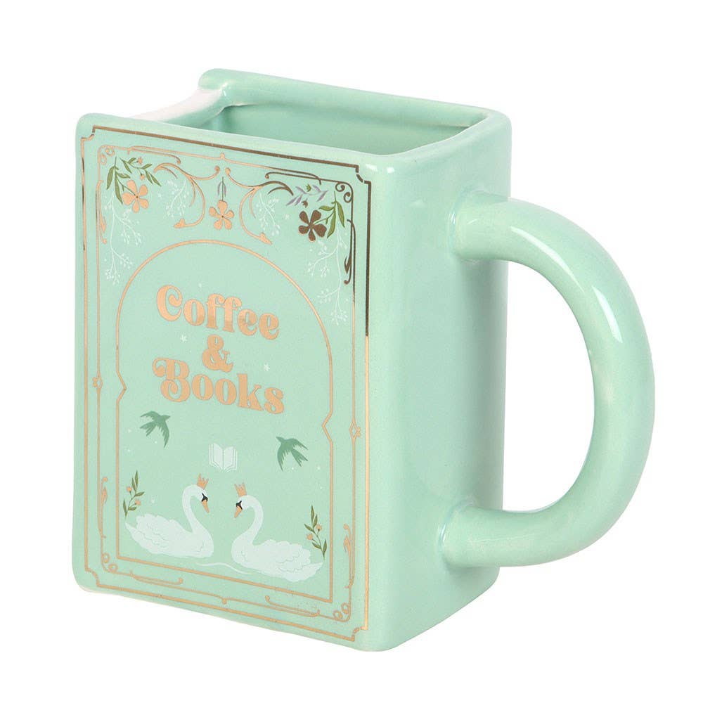 Coffee and Books Green Book Shaped Mug