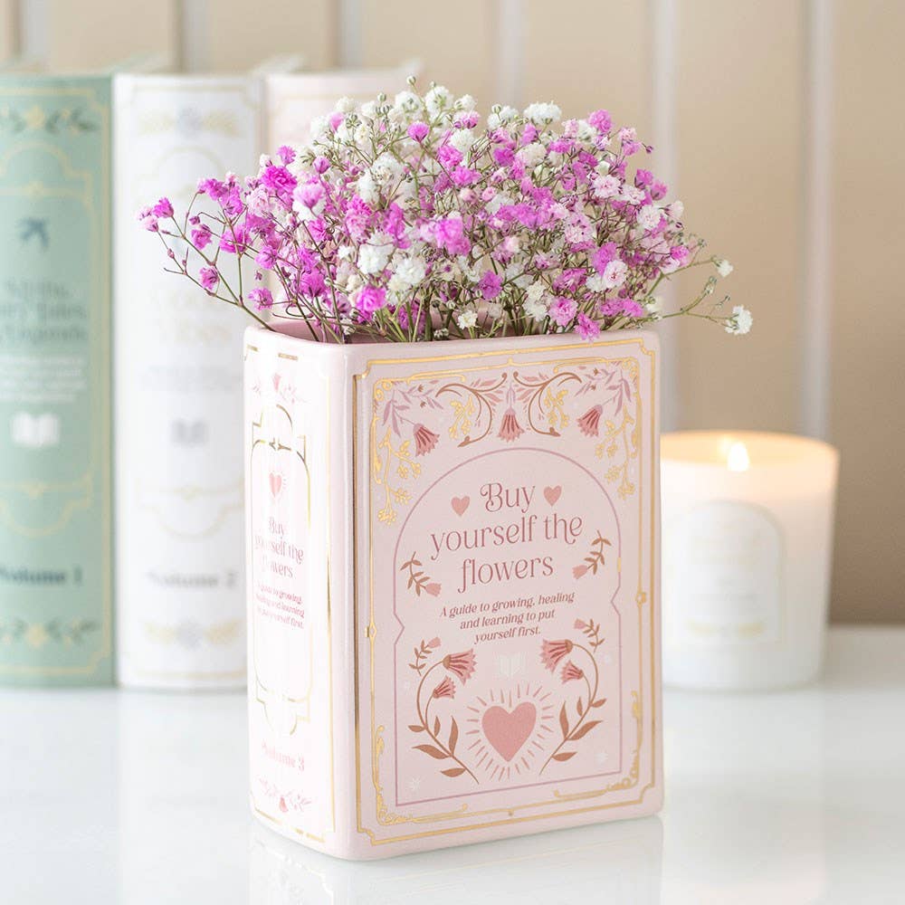 Pink Book Shaped Flower Vase