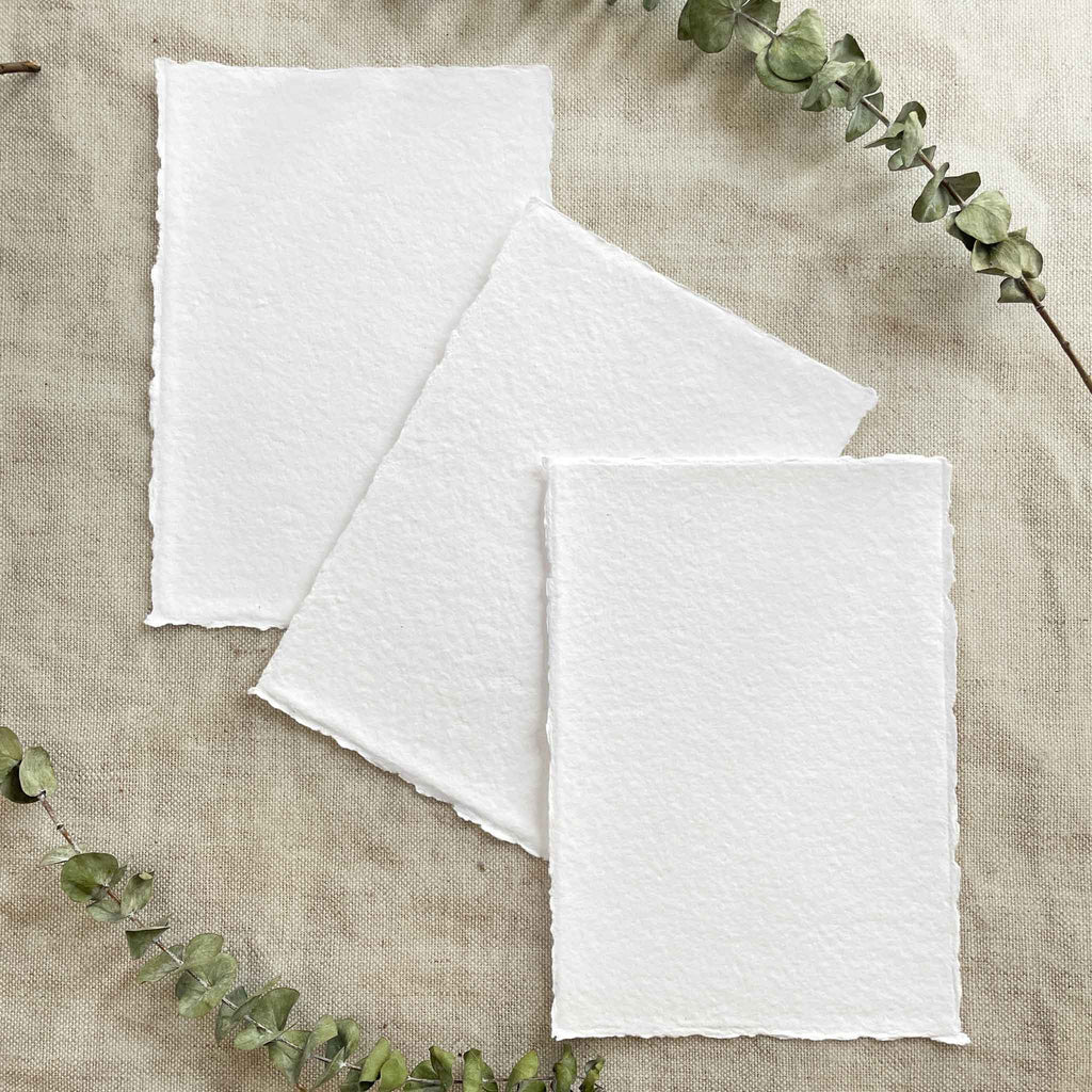White Handmade Paper | Pack of 5 | 5" x 7"