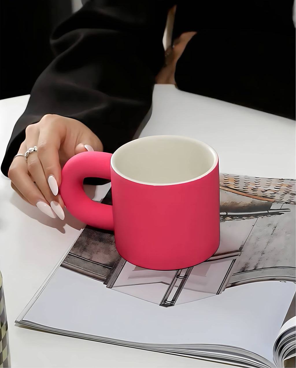 Hot Pink Ceramic Mug "Rose"