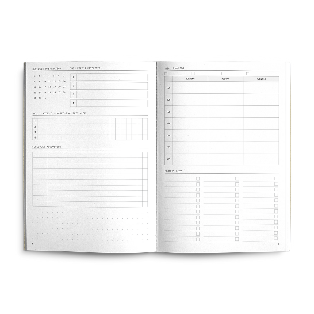 Fast Brain Daily Productivity Planner- Single Notebook: Sage