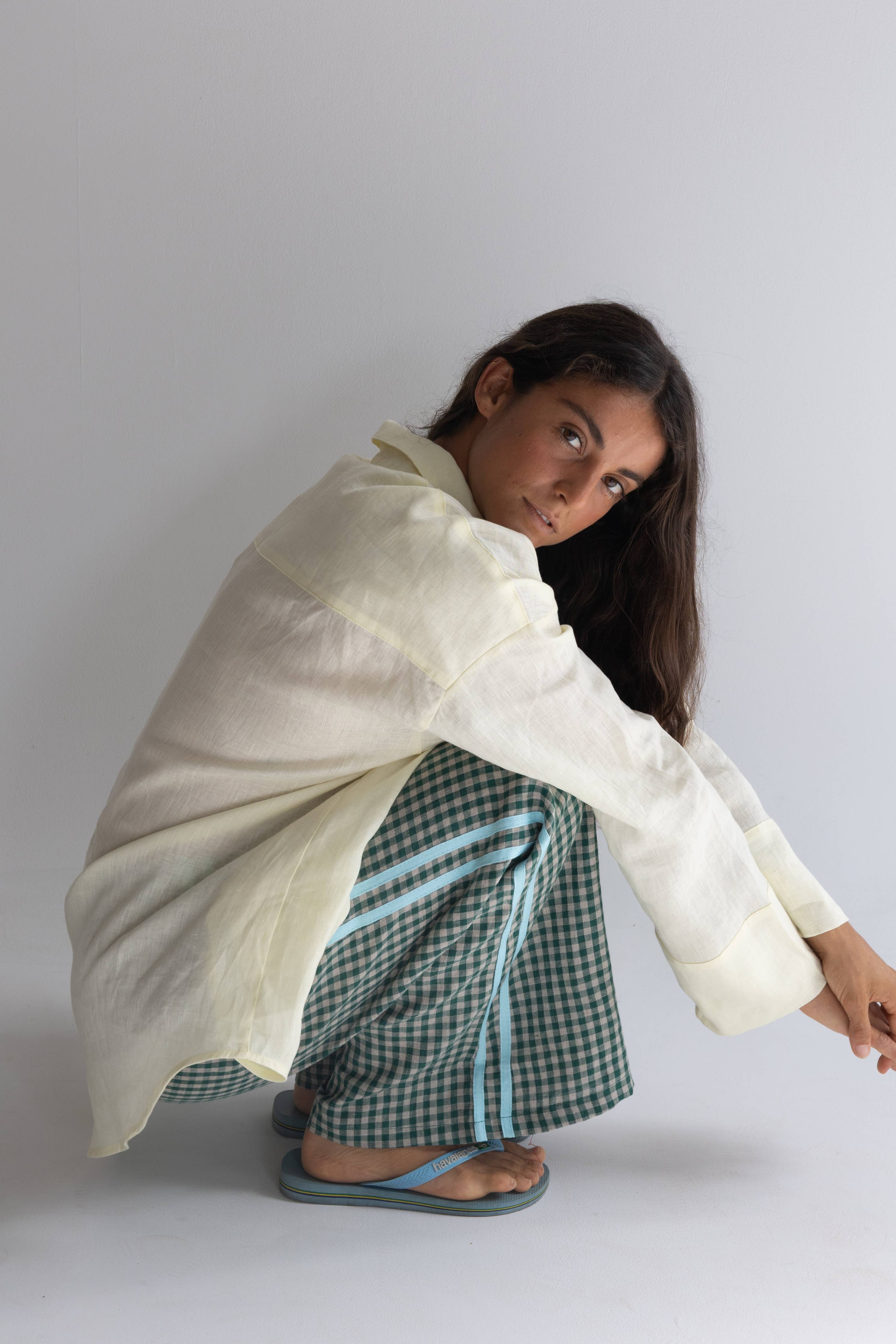 Linen Pant - Green Check
