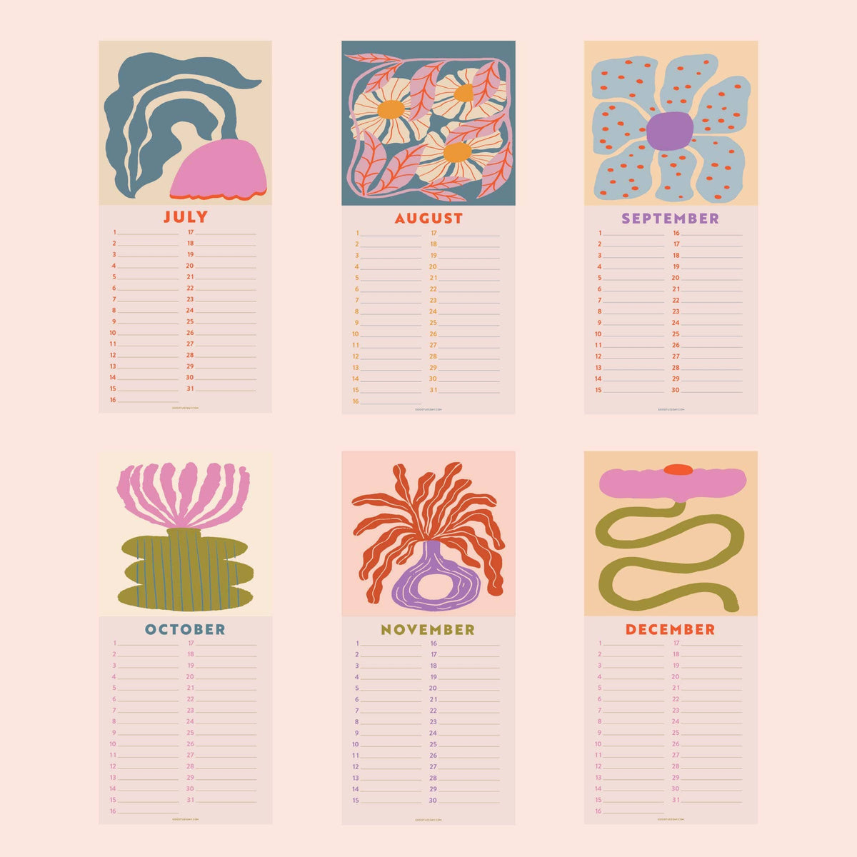 Undated Birthday Calendar | Les Fleurs