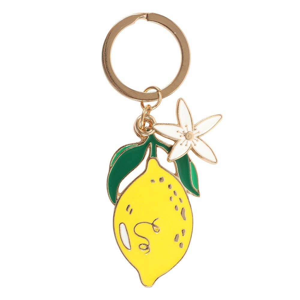 Lemon Flower Alloy and Enamel Keyring