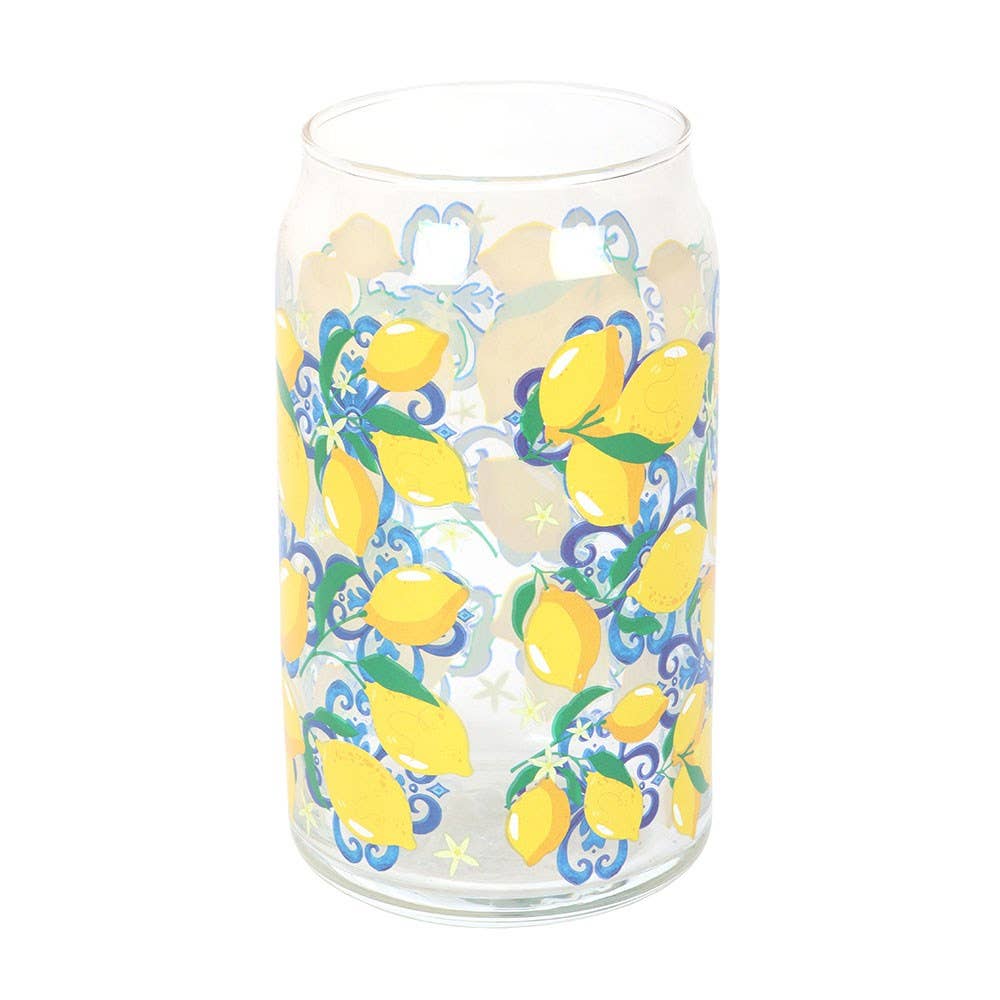Italian Lemon Print Can Style Glass