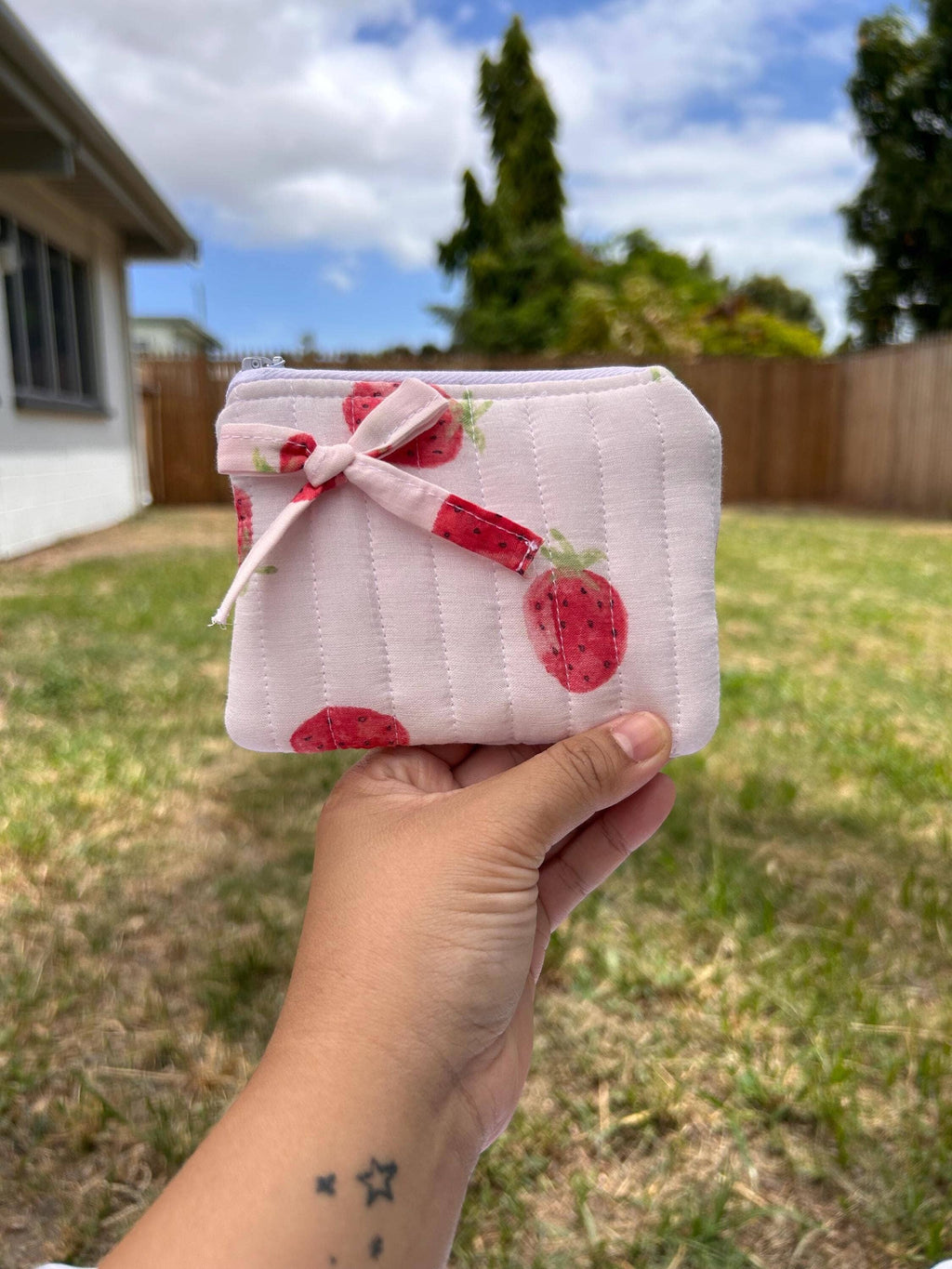 Strawberry & Floral Quilted Coin/Card Pouches