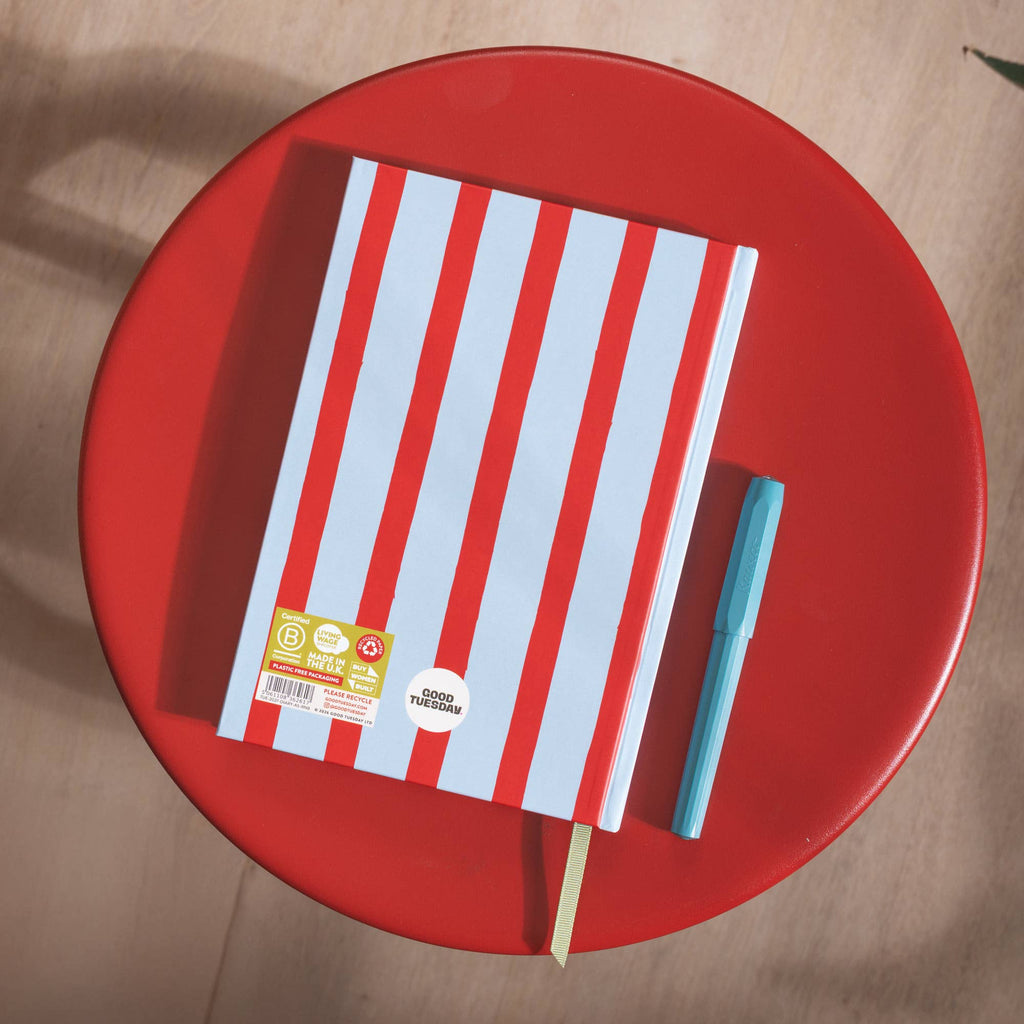 2027 Diary | A5 Hardcover Week to View | Red & Blue Stripe