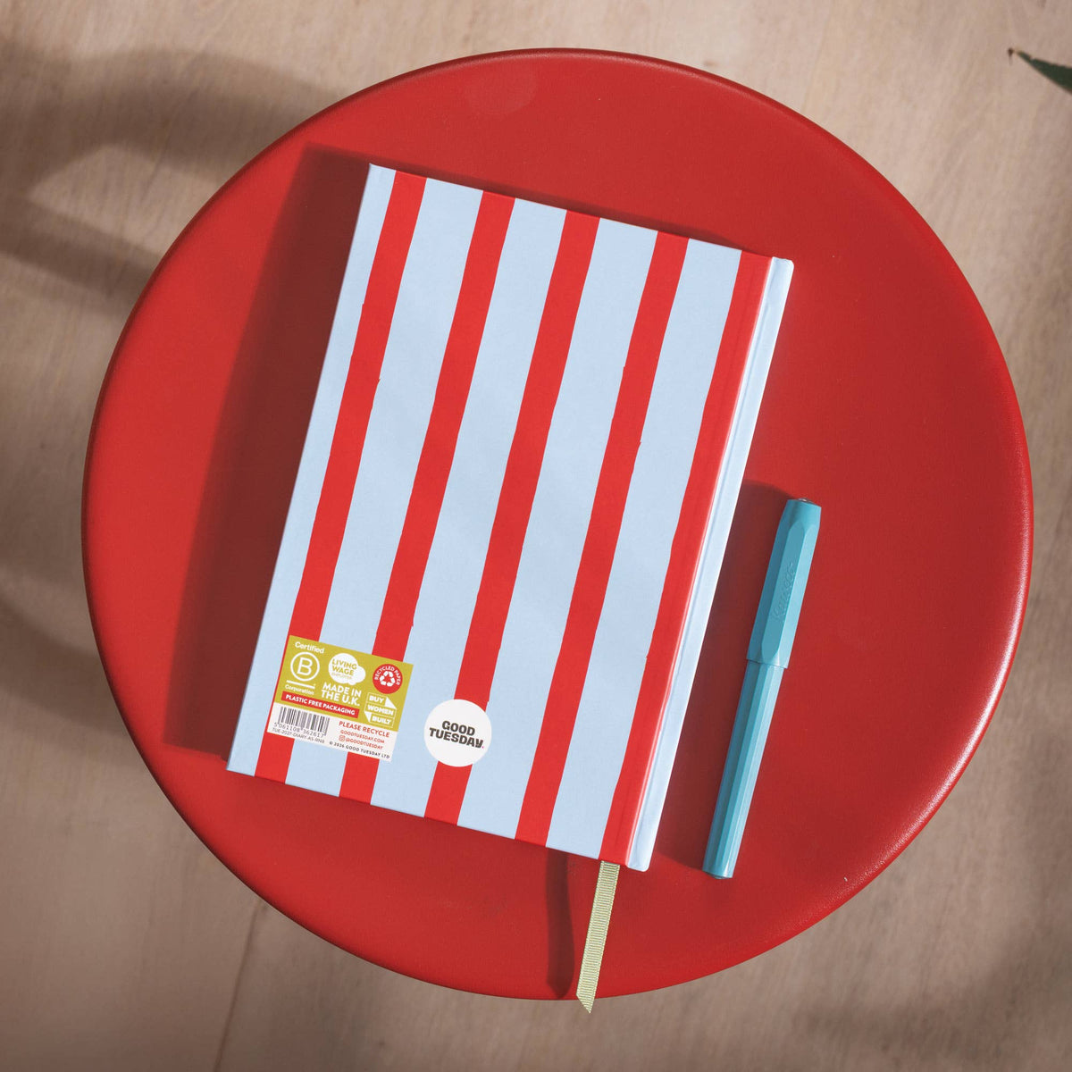 2027 Diary | A5 Hardcover Week to View | Red & Blue Stripe